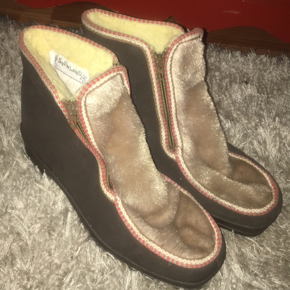 Women’s Vintage Snowland Brown Boho Booties Sz 8